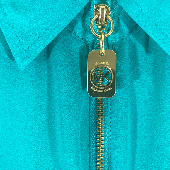Michael Kors Green Zip up Blouse-Size 4P - Picture 8 of 8